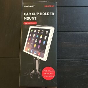 Black Car Cup Holder Mount for iPad, iPhone and Smartphones